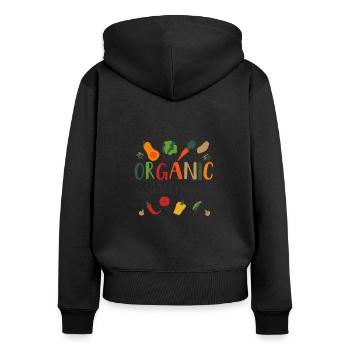 Gärtner Gemüse Gärtnern Bio Gartenbau Bauer - Frauen Premium Bio Zip Hoodie - Schwarz - Hinten - Julia (174cm)