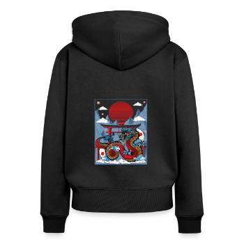 Dragon japonais Temple du pouvoir - Sweat à capuche zippé Premium bio Femme - noir - Dos - Julia (174cm)
