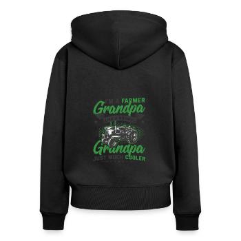 Farmer Grandpa Bauernhof Traktor Opa Landwirt - Frauen Premium Bio Zip Hoodie - Schwarz - Hinten - Julia (174cm)
