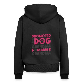 Schwangerschaft verkünden Idee zukünftige Oma - Frauen Premium Bio Zip Hoodie - Schwarz - Hinten - Julia (174cm)
