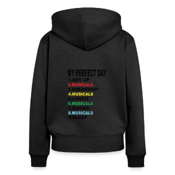 Mein Perfekter Tag Musicals - Frauen Premium Bio Zip Hoodie - Schwarz - Hinten - Julia (174cm)