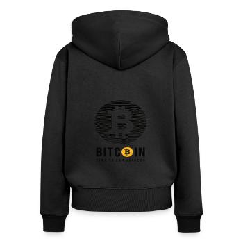 Bitcoin a le temps de faire des affaires - Sweat à capuche zippé Premium bio Femme - noir - Dos - Julia (174cm)