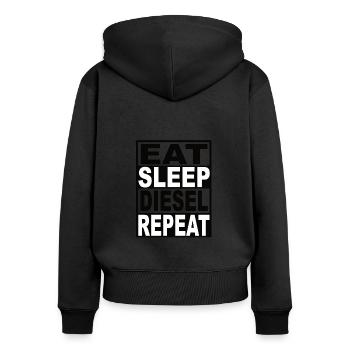 Manger Sleep Diesel Répéter - Sweat à capuche zippé Premium bio Femme - noir - Dos - Julia (174cm)