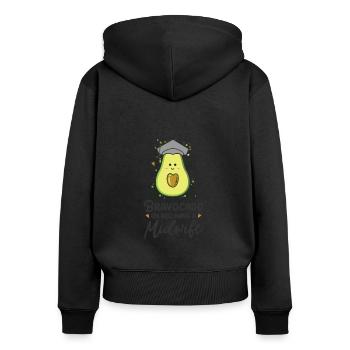 Bravocado pour devenir sage-femme sage-femme - Sweat à capuche zippé Premium bio Femme - noir - Dos - Julia (174cm)