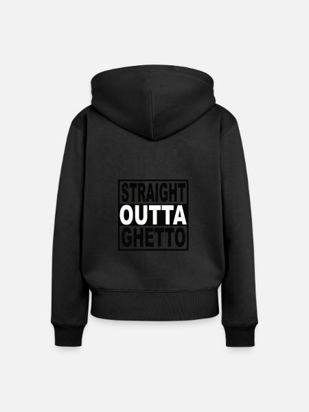 Straigt Outta Ghetto - Frauen Premium Bio Zip Hoodie - Schwarz