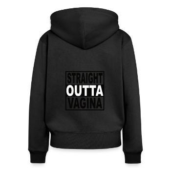 Straigt Outta Vagina - Frauen Premium Bio Zip Hoodie - Schwarz - Hinten - Julia (174cm)