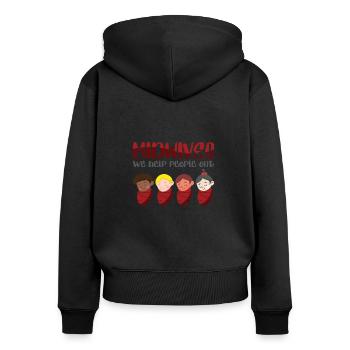 Midwives We Help People Out Geburtshilfe Hebamme - Frauen Premium Bio Zip Hoodie - Schwarz - Hinten - Julia (174cm)