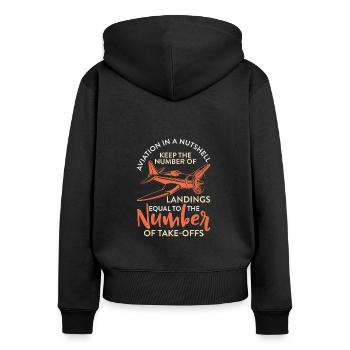 L’aviation en bref Gardez le nombre d’atterrissages - Sweat à capuche zippé Premium bio Femme - noir - Dos - Julia (174cm)