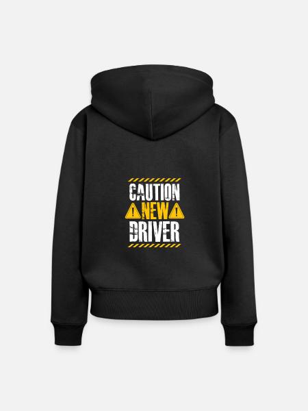 Caution New Driver - Frauen Premium Bio Zip Hoodie - Schwarz