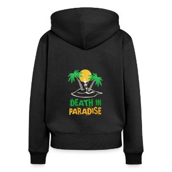 Death in Paradise motiv - geschenkidee - Frauen Premium Bio Zip Hoodie - Schwarz - Hinten - Julia (174cm)