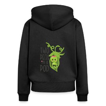 Two Peas in a Pod Valentinstag Verliebt Erbse - Frauen Premium Bio Zip Hoodie - Schwarz - Hinten - Julia (174cm)