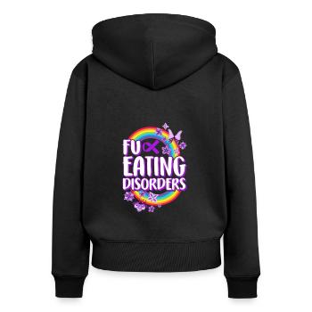 Scheiß Essstörung, Erholung von Essstörungen - Frauen Premium Bio Zip Hoodie - Schwarz - Hinten - Julia (174cm)