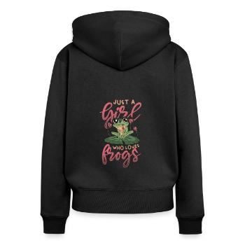 Just a girl who loves frogs - Frog Lady - Women's Premium Organic Zip Hoodie - black - Back - Julia (174cm)