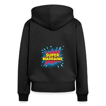 Super Marraine super héro supermarraine - Sweat à capuche zippé Premium bio Femme - noir - Dos - Julia (174cm)