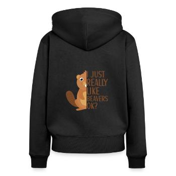 Bieber Funny Beaver Dam Rodent Kids - Women's Premium Organic Zip Hoodie - black - Back - Julia (174cm)