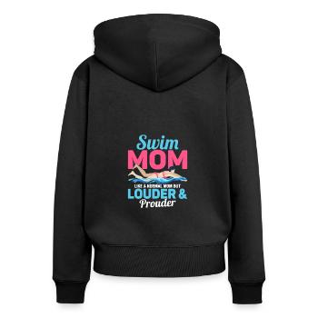 Swim Mom Like A Normal Mom But Louder & Prouder Fa - Frauen Premium Bio Zip Hoodie - Schwarz - Hinten - Julia (174cm)