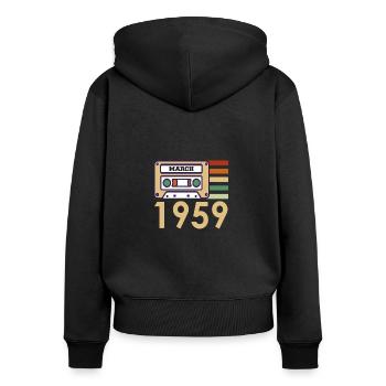 63. Geburtstag Geschenk März 1959 - Frauen Premium Bio Zip Hoodie - Schwarz - Hinten - Julia (174cm)