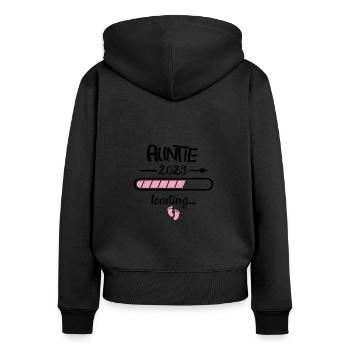 Auntie 2023 Loading Schwangerschaft Geburt Familie - Frauen Premium Bio Zip Hoodie - Schwarz - Hinten - Julia (174cm)