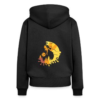 Begsteigen Kletterin frau geschenk natur freiheit - Frauen Premium Bio Zip Hoodie - Schwarz - Hinten - Julia (174cm)