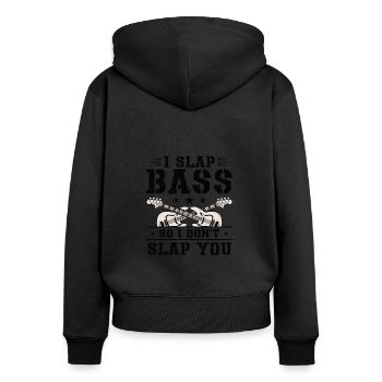 Bassist Slapping Bass Gitarre Musiker - Frauen Premium Bio Zip Hoodie - Schwarz - Hinten - Julia (174cm)