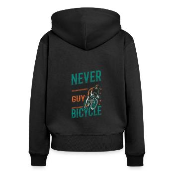 Never underestimate an old man on a bike - Women's Premium Organic Zip Hoodie - black - Back - Julia (174cm)