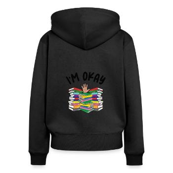 Bücherwurm Lesen Literatur Bücherei Buch - Frauen Premium Bio Zip Hoodie - Schwarz - Hinten - Julia (174cm)