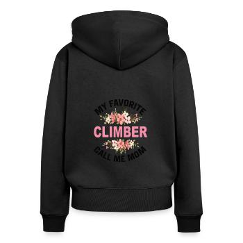 Mon grimpeur préféré Appelez-moi maman - Sweat à capuche zippé Premium bio Femme - noir - Dos - Julia (174cm)