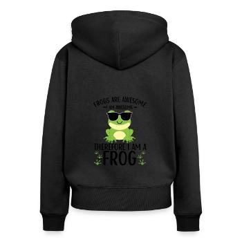 Frog Lovers Kids Frogs - Women's Premium Organic Zip Hoodie - black - Back - Julia (174cm)