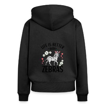 Tenue Zebra pour Zebra Lovers Femmes - Sweat à capuche zippé Premium bio Femme - noir - Dos - Julia (174cm)
