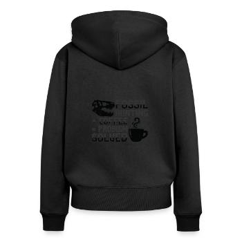 Fossils Coffee Fossil Hunting Paleontologist - Women's Premium Organic Zip Hoodie - black - Back - Julia (174cm)