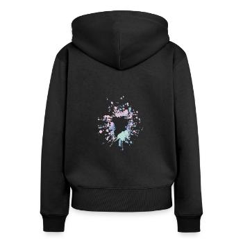 Beautiful Greenland Color Splash - Frauen Premium Bio Zip Hoodie - Schwarz - Hinten - Julia (174cm)