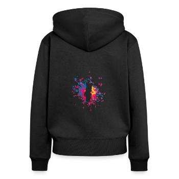 Belle éclaboussure de couleur du Portugal - Sweat à capuche zippé Premium bio Femme - noir - Dos - Julia (174cm)