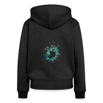 Belle Irlande Color Splash - Sweat à capuche zippé Premium bio Femme - noir - Dos - Julia (174cm)