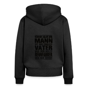 Rennfahrer - Frauen Premium Bio Zip Hoodie - Schwarz - Hinten - Julia (174cm)