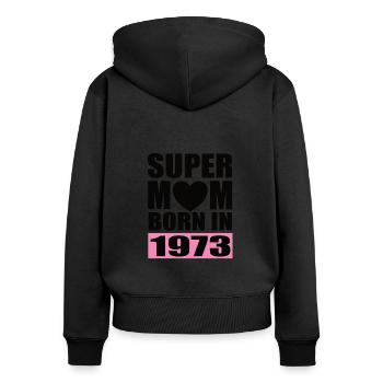 Mama Geburtstag Jahrgang Geboren 1973 - Frauen Premium Bio Zip Hoodie - Schwarz - Hinten - Julia (174cm)
