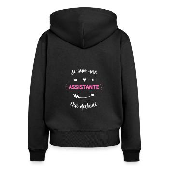 Je suis une assistante qui déchire - Sweat à capuche zippé Premium bio Femme - noir - Dos - Julia (174cm)