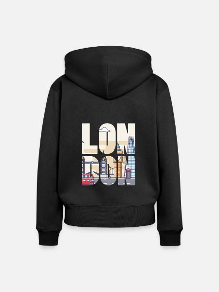 London - Frauen Premium Bio Zip Hoodie - Schwarz