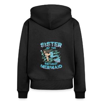 Sœur de la sirène d’anniversaire Sœur - Sweat à capuche zippé Premium bio Femme - noir - Dos - Julia (174cm)