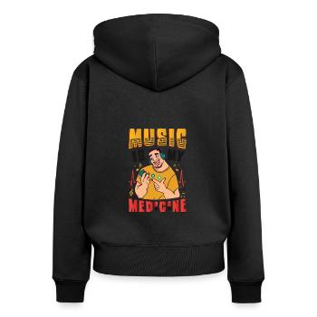 La musique est ma médecine, mélomane - Sweat à capuche zippé Premium bio Femme - noir - Dos - Julia (174cm)