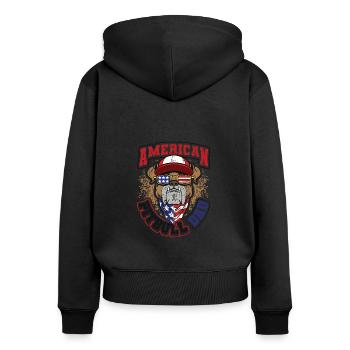 American Pitbull Dad 4. Juli - Frauen Premium Bio Zip Hoodie - Schwarz - Hinten - Julia (174cm)