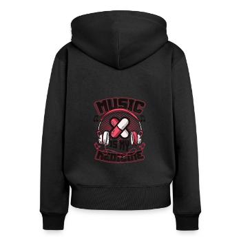 La musique est ma médecine Mélomanes - Sweat à capuche zippé Premium bio Femme - noir - Dos - Julia (174cm)