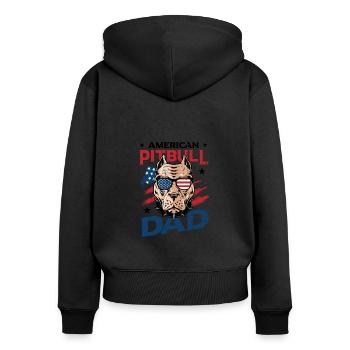 American Pitbull Dad 4. Juli - Frauen Premium Bio Zip Hoodie - Schwarz - Hinten - Julia (174cm)