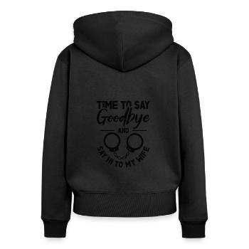 Célibataire Fiancé Mariage Épouse Anniversaire de mariage - Sweat à capuche zippé Premium bio Femme - noir - Dos - Julia (174cm)