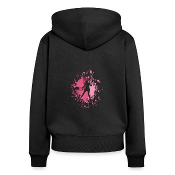 Tennis Counter Color Splash - Frauen Premium Bio Zip Hoodie - Schwarz - Hinten - Julia (174cm)