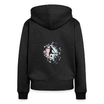 Soccer Pass The Ball Color Splash - Sweat à capuche zippé Premium bio Femme - noir - Dos - Julia (174cm)