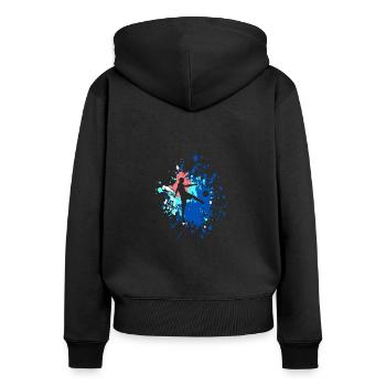 Soccer Good Shot Color Splash - Frauen Premium Bio Zip Hoodie - Schwarz - Hinten - Julia (174cm)