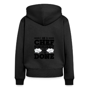Chef Cuisine Repas Chefs culinaires - Sweat à capuche zippé Premium bio Femme - noir - Dos - Julia (174cm)