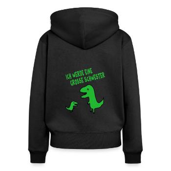 Mädchen Dino Große Schwester tochter mutter - Frauen Premium Bio Zip Hoodie - Schwarz - Hinten - Julia (174cm)