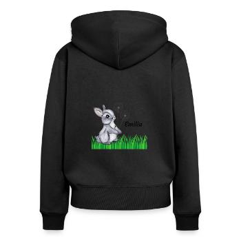 Rabbit Name Gift Emilia - Women's Premium Organic Zip Hoodie - black - Back - Julia (174cm)
