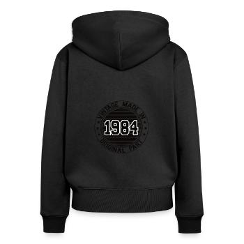 Vintage Made In 1984 Original Part Geburtstag 1984 - Frauen Premium Bio Zip Hoodie - Schwarz - Hinten - Julia (174cm)
